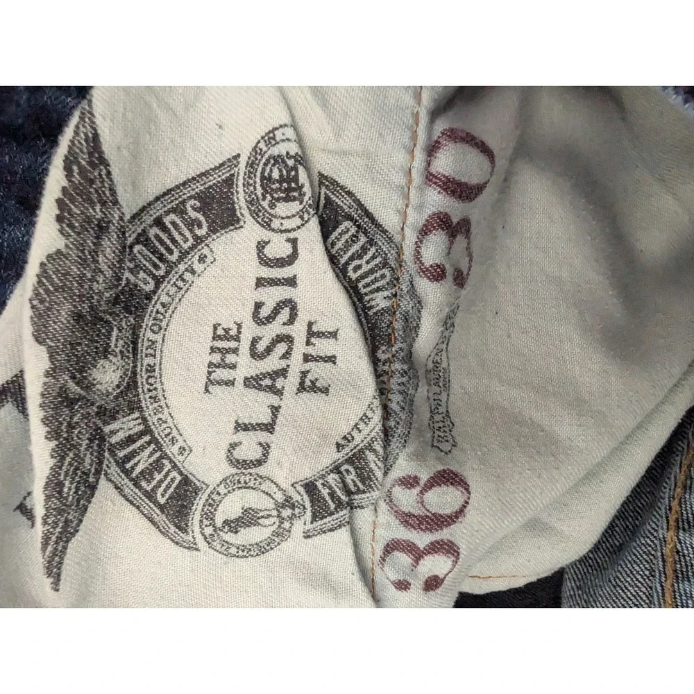 Polo Ralph Lauren Jeans Mens 36x30 The Classic Fit Stretch Blue Denim‎ Whiskered